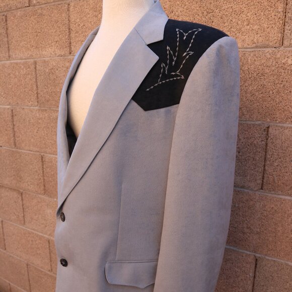 Men’s Western Suede Jacket - Vintage Rockabilly Blazer Size 46L Made In USA - Picture 3 of 16